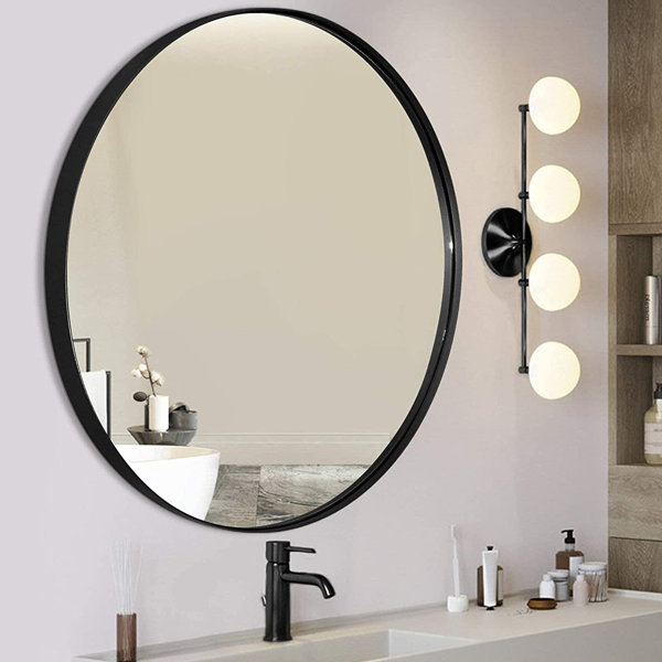Corrigan Studio® Ishbel 32 Inch Wall Circle Mirror Large Round Black